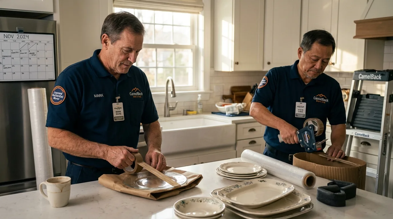 Professional crew packing kitchen dishware in New Market, AL