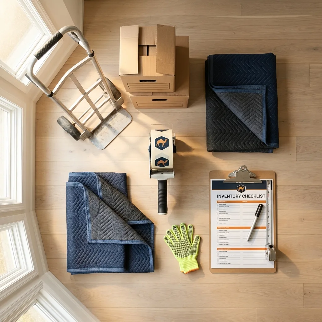 Professional moving supplies and packing materials layout for New Market residential relocations